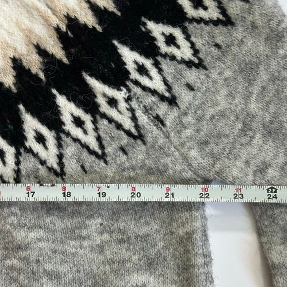ASPEN Gray Fair Isle Wool Blend Lightweight Turtleneck Sweater Size XL Ski Cozy - Picture 7 of 7